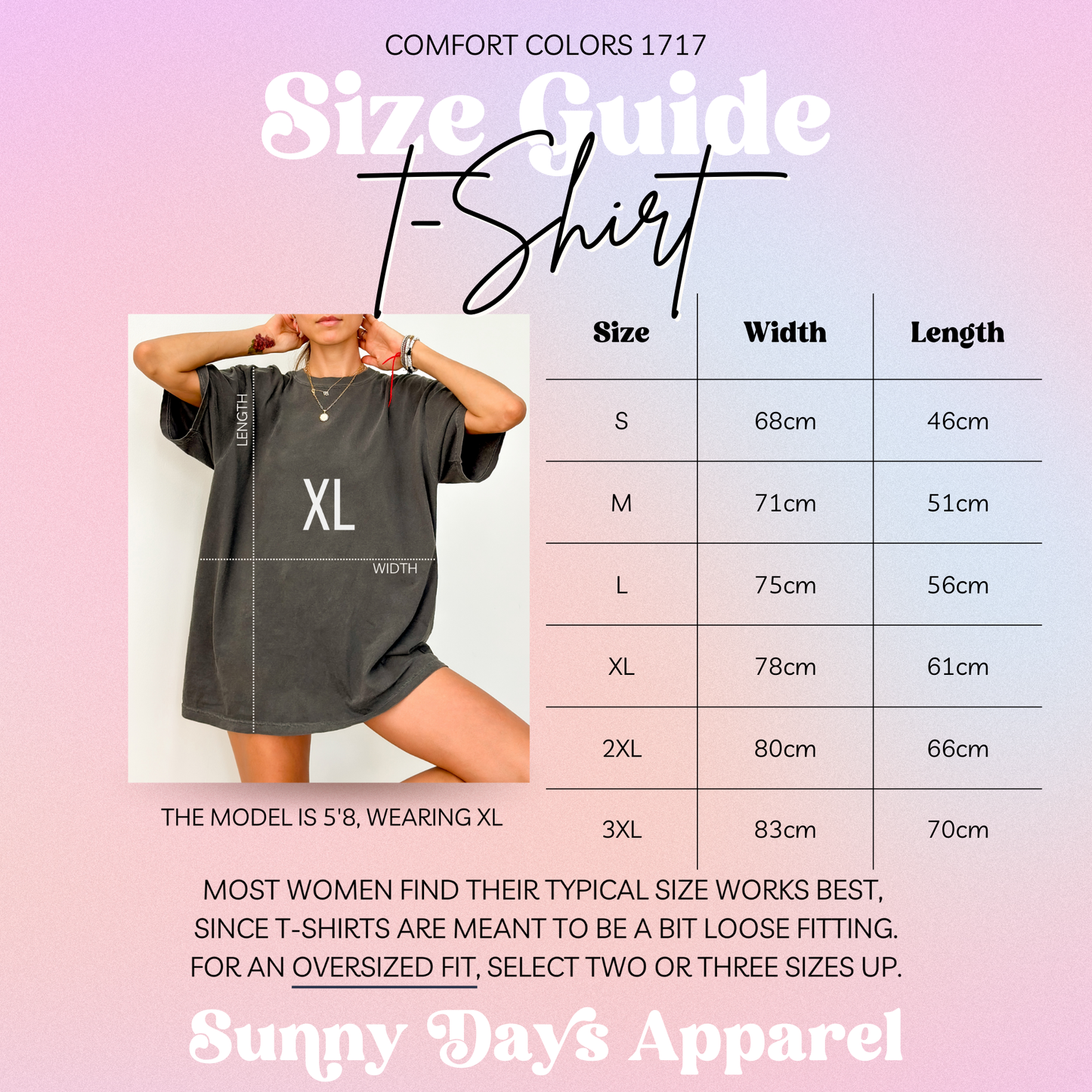a women's size guide for a t - shirt