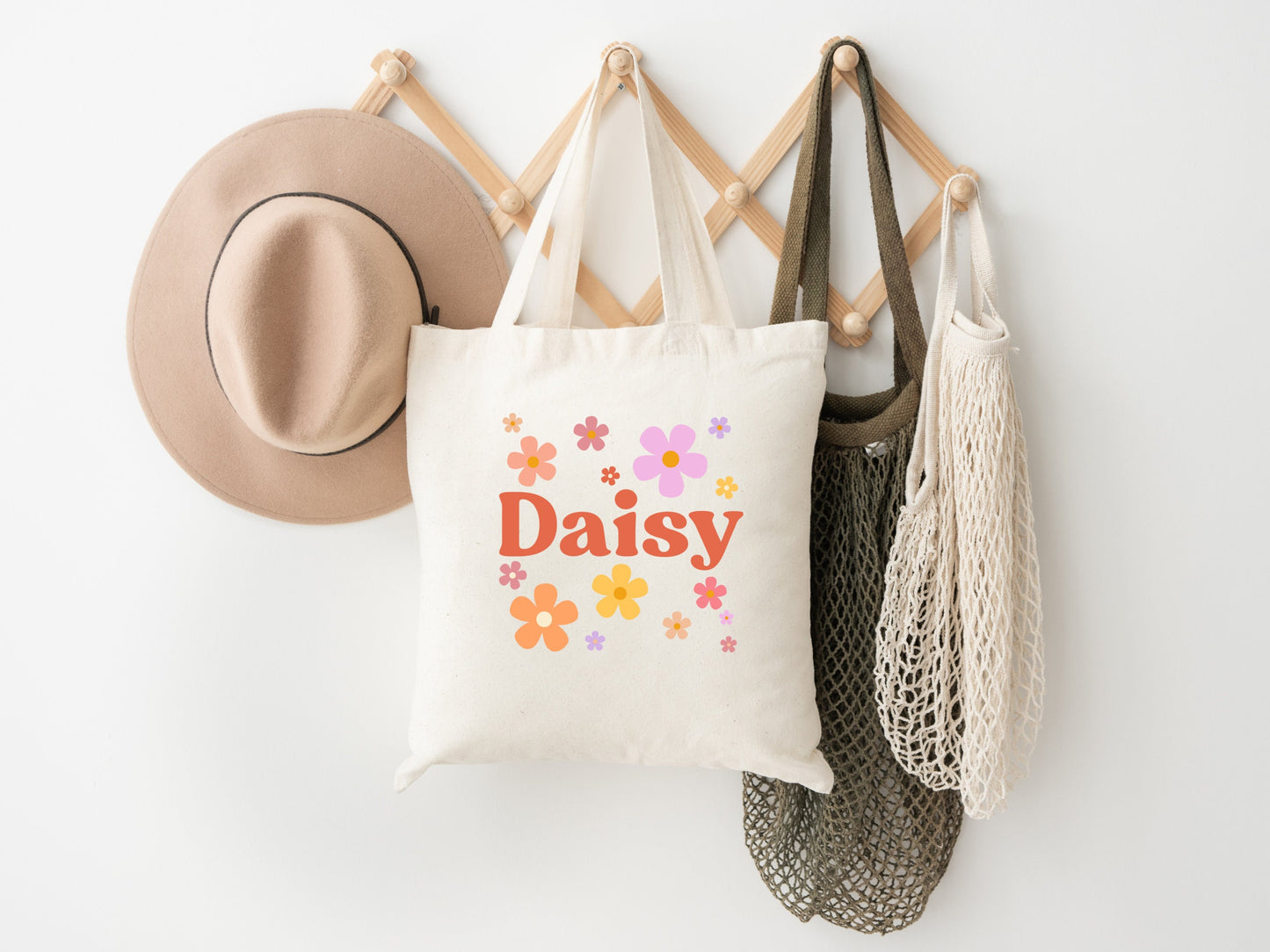 Custom Girls Canvas Daisy Tote Bag