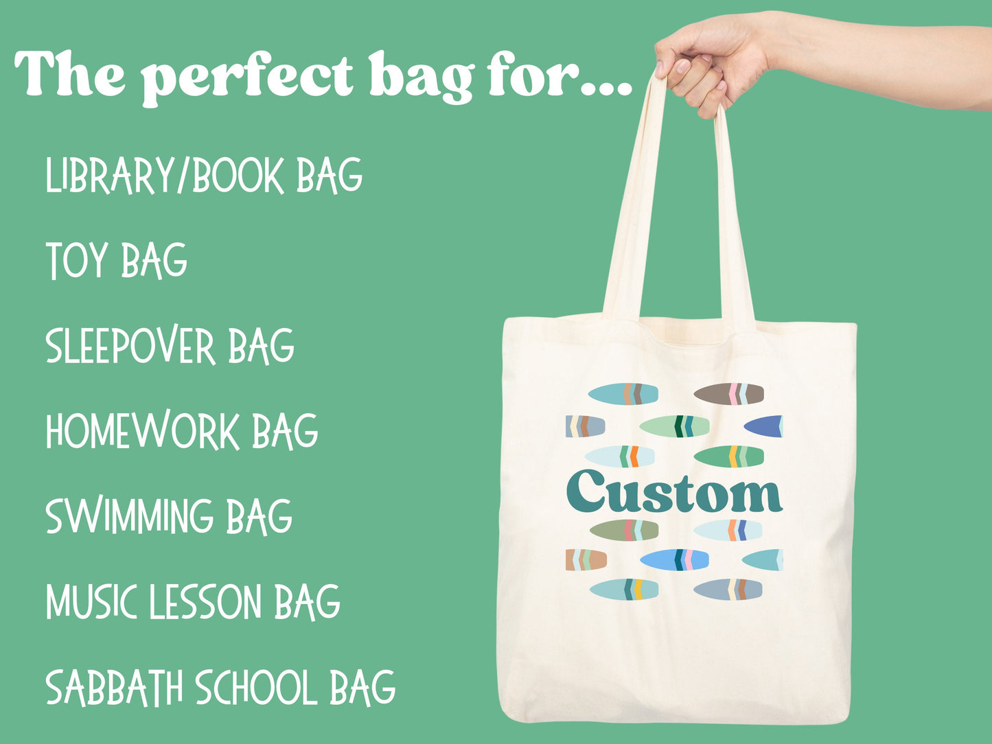 Custom Canvas Surfer Tote Bag