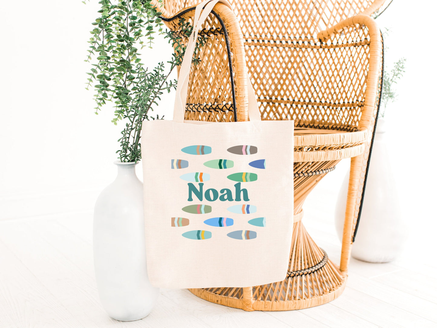 Custom Canvas Surfer Tote Bag