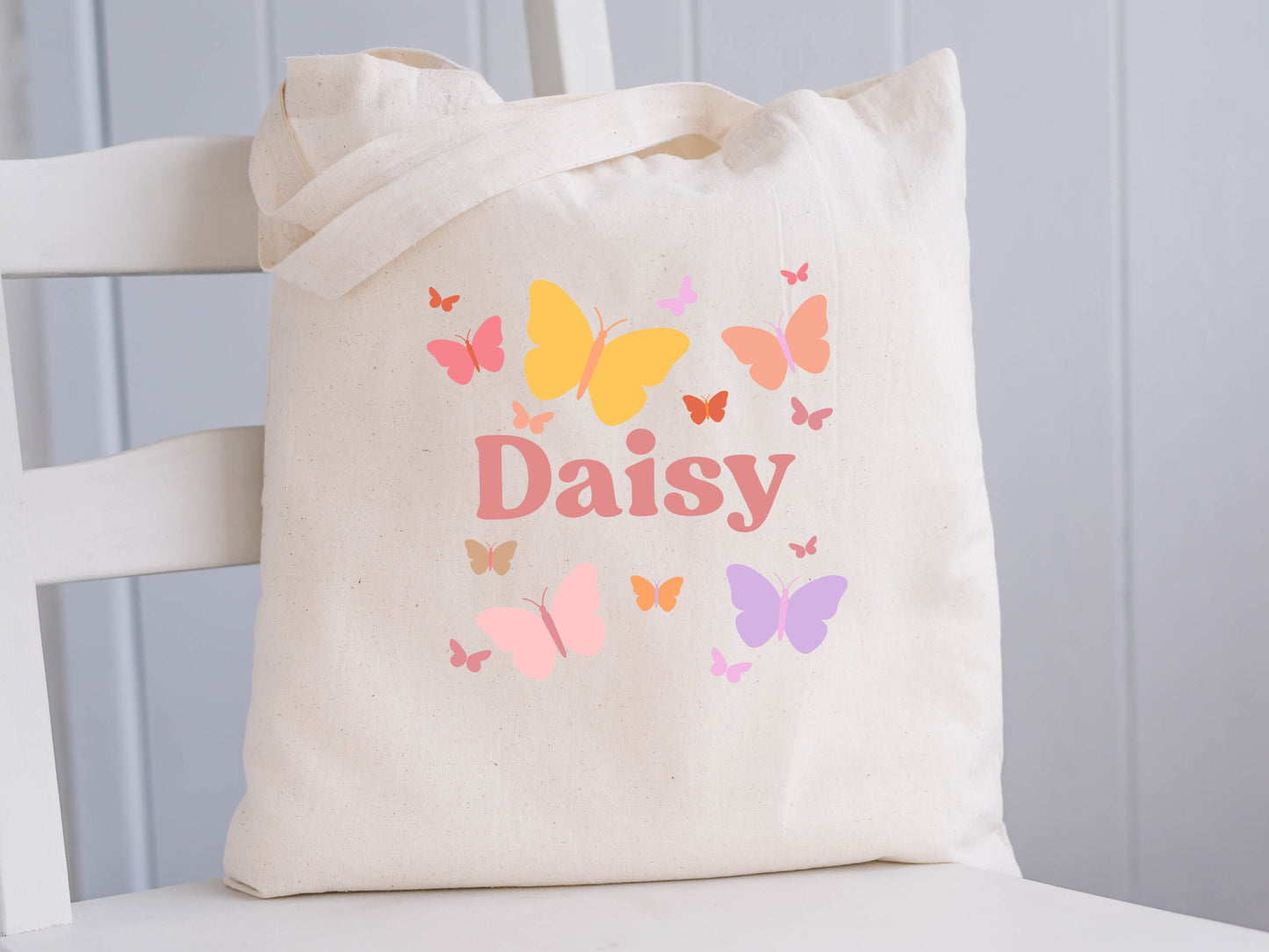 Custom Girls Canvas Butterfly Tote Bag