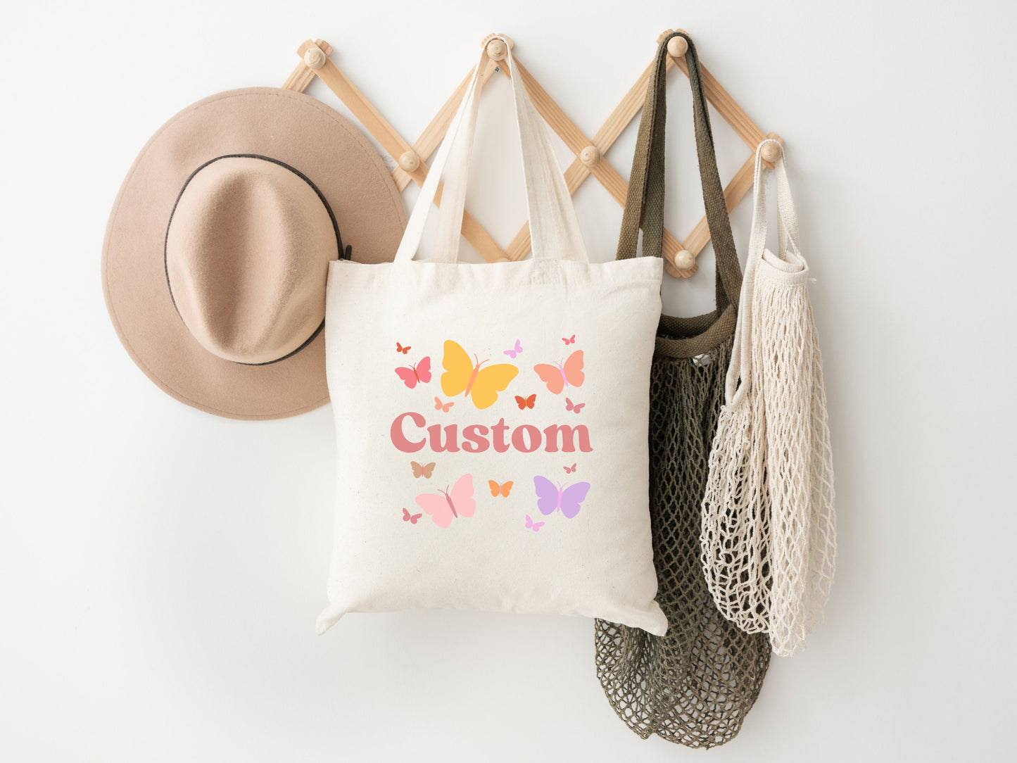 Custom Girls Canvas Butterfly Tote Bag