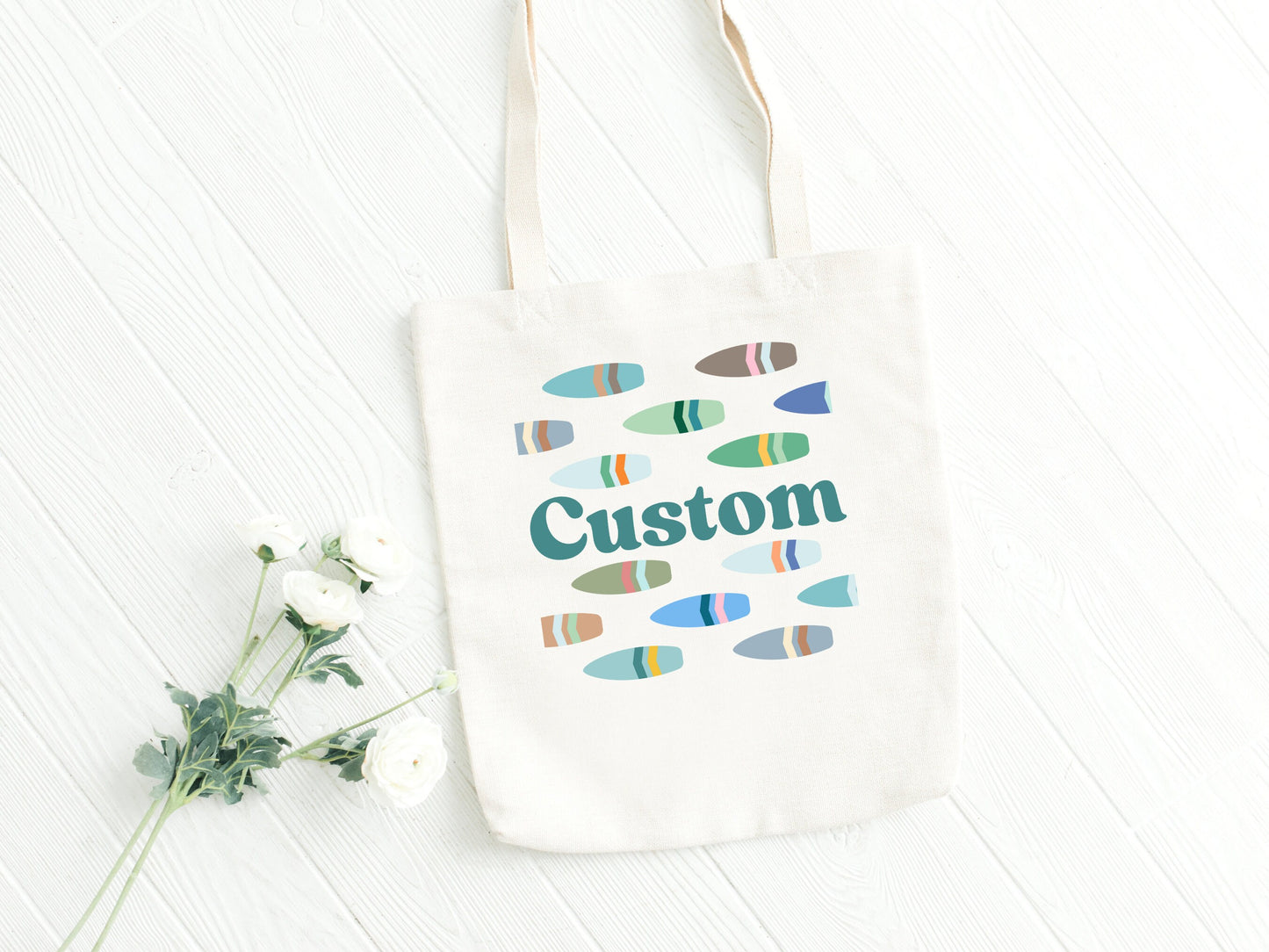 Custom Canvas Surfer Tote Bag