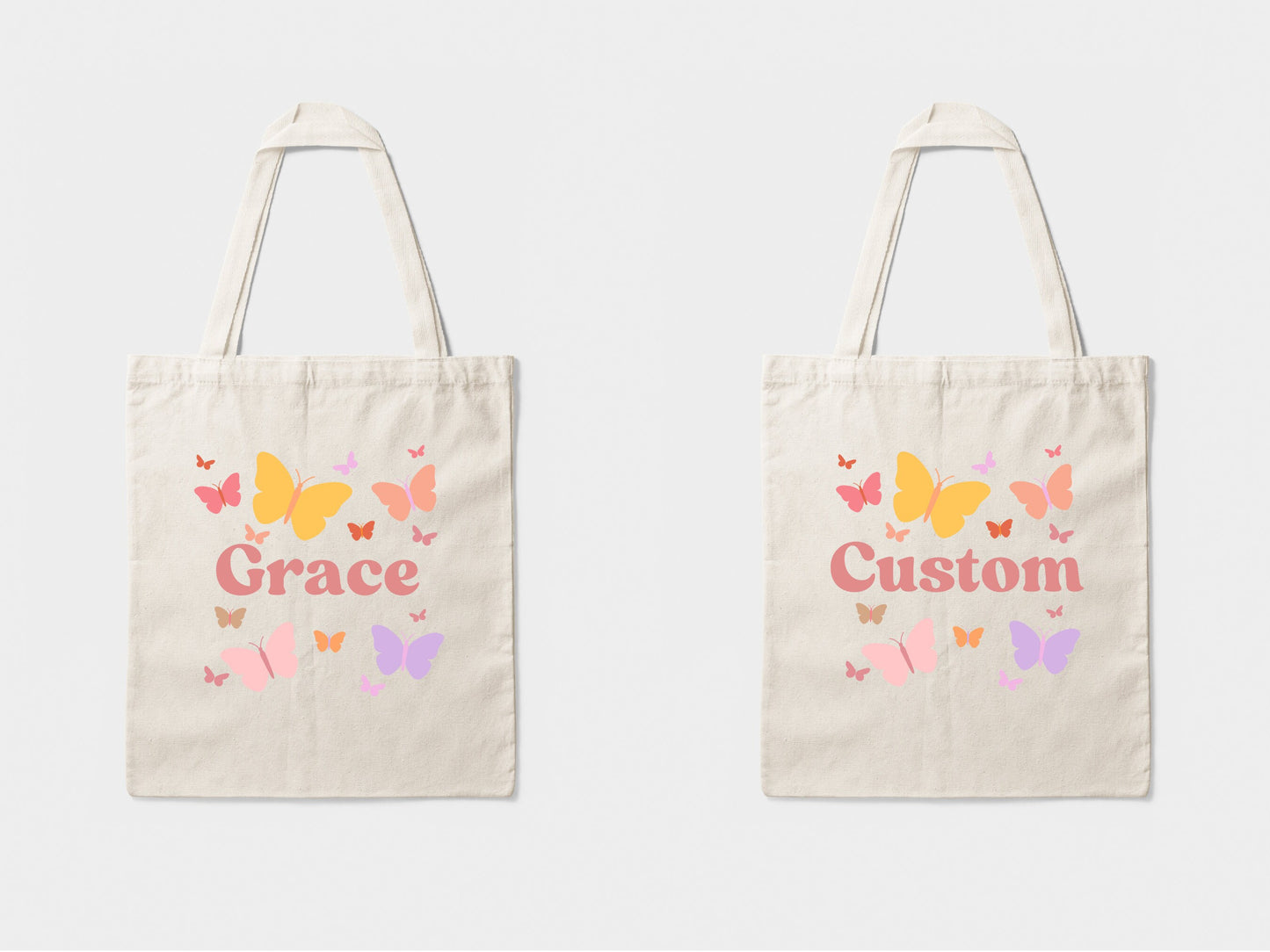 Custom Girls Canvas Butterfly Tote Bag