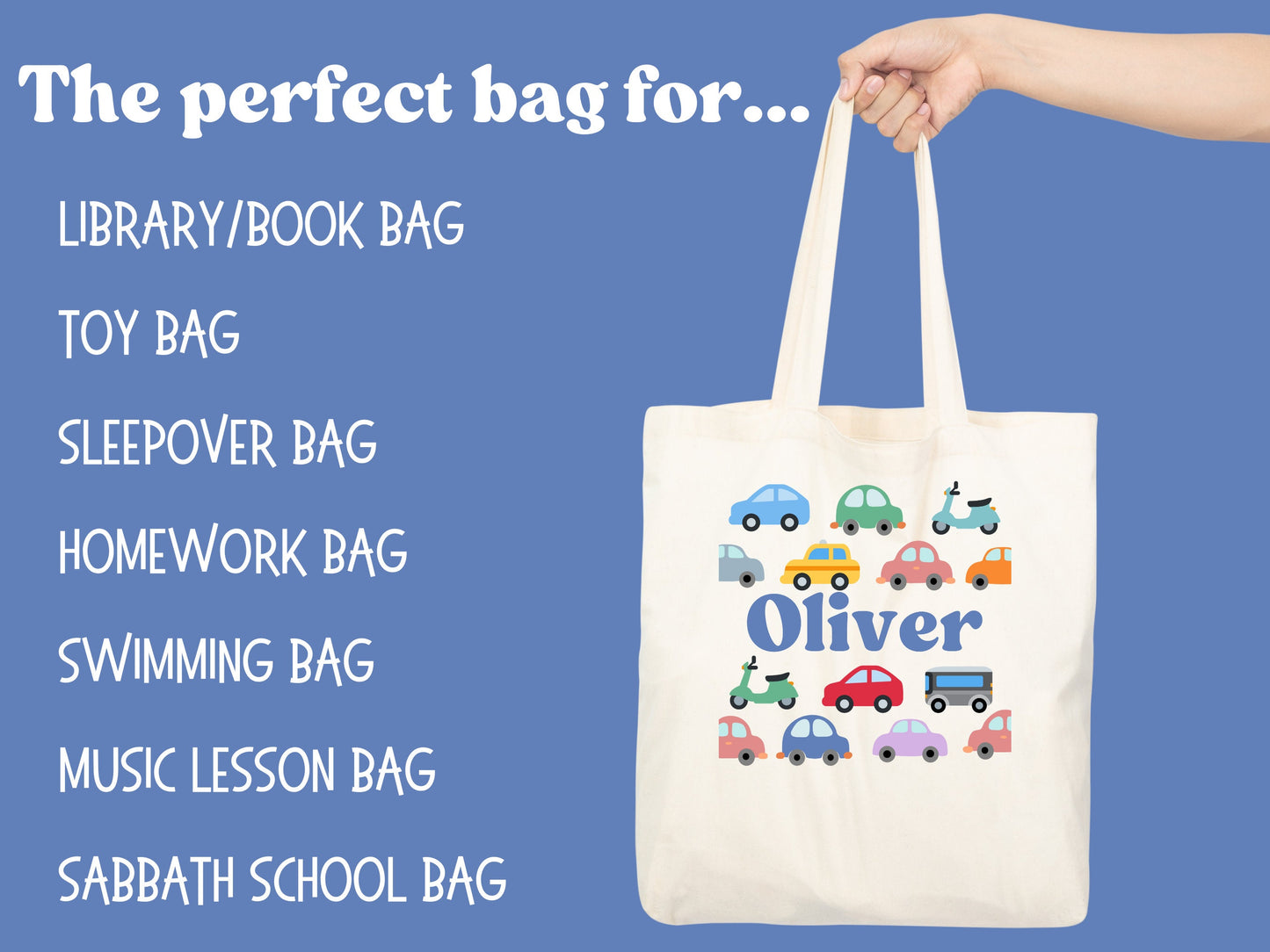 Custom Boys Canvas Car Tote Bag