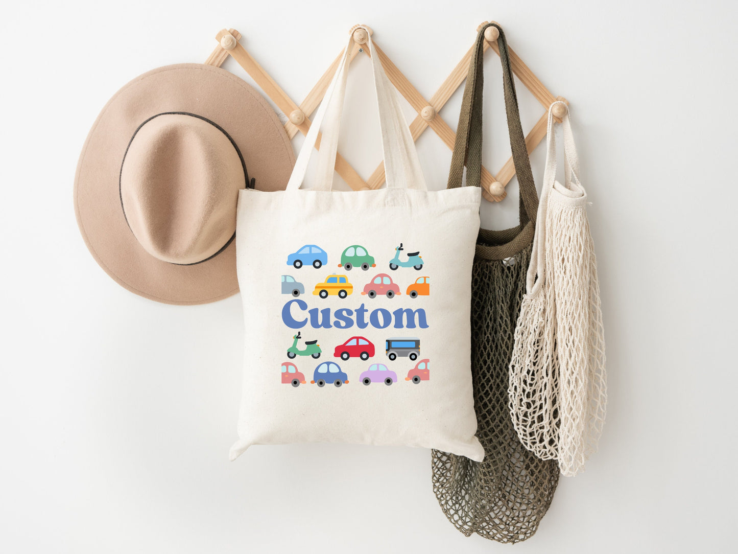 Custom Boys Canvas Car Tote Bag