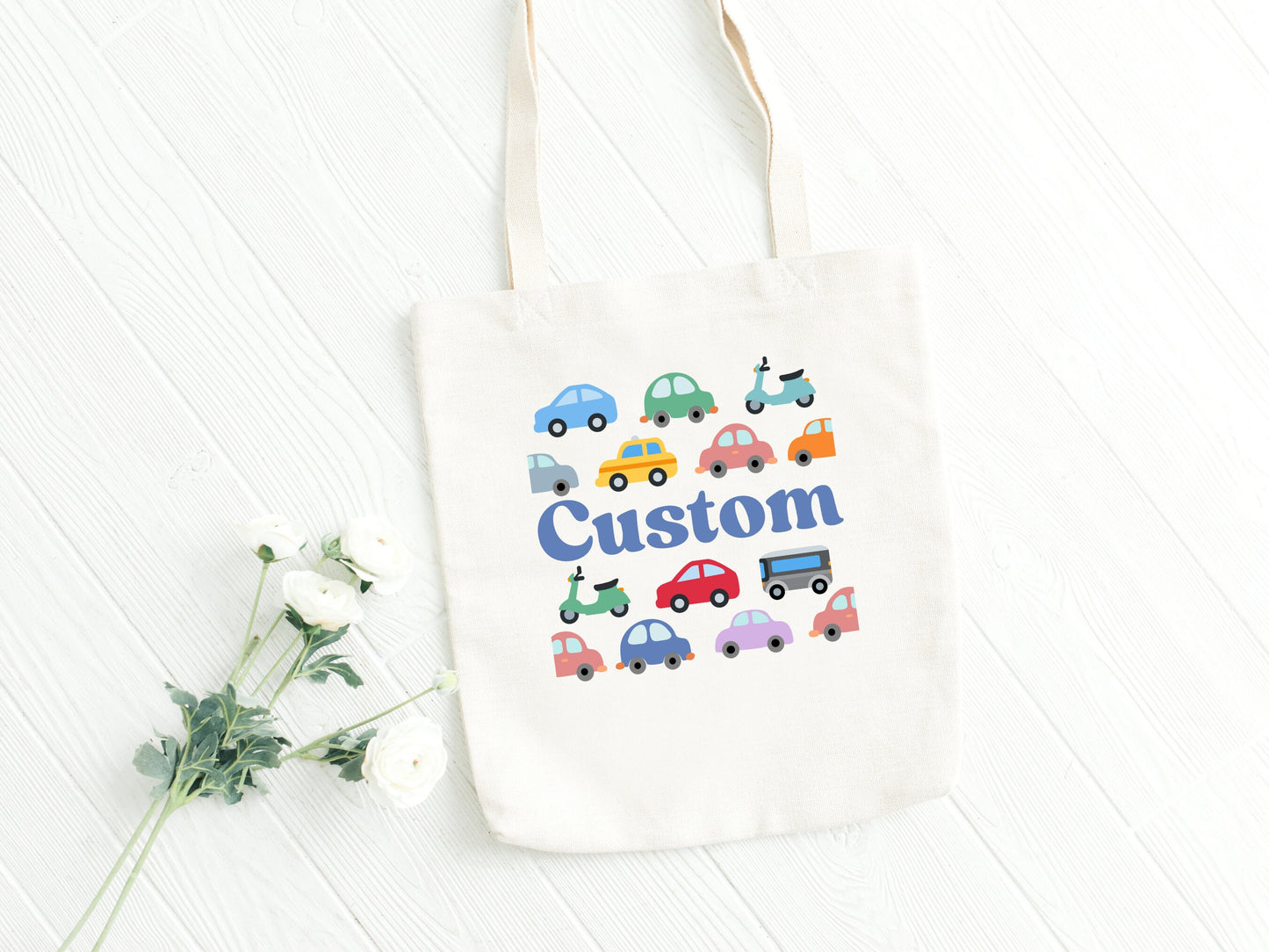 Custom Boys Canvas Car Tote Bag