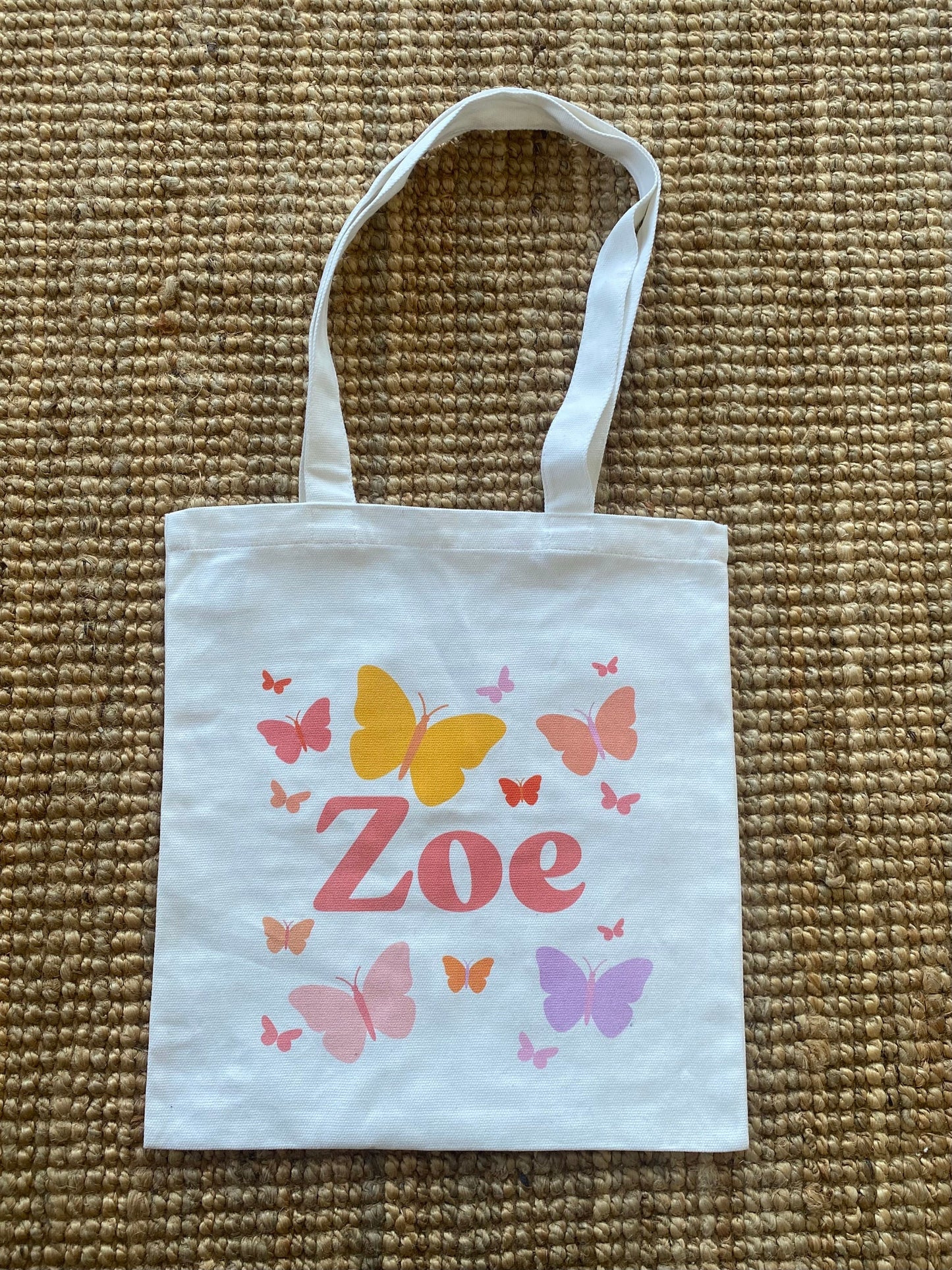 Custom Girls Canvas Butterfly Tote Bag