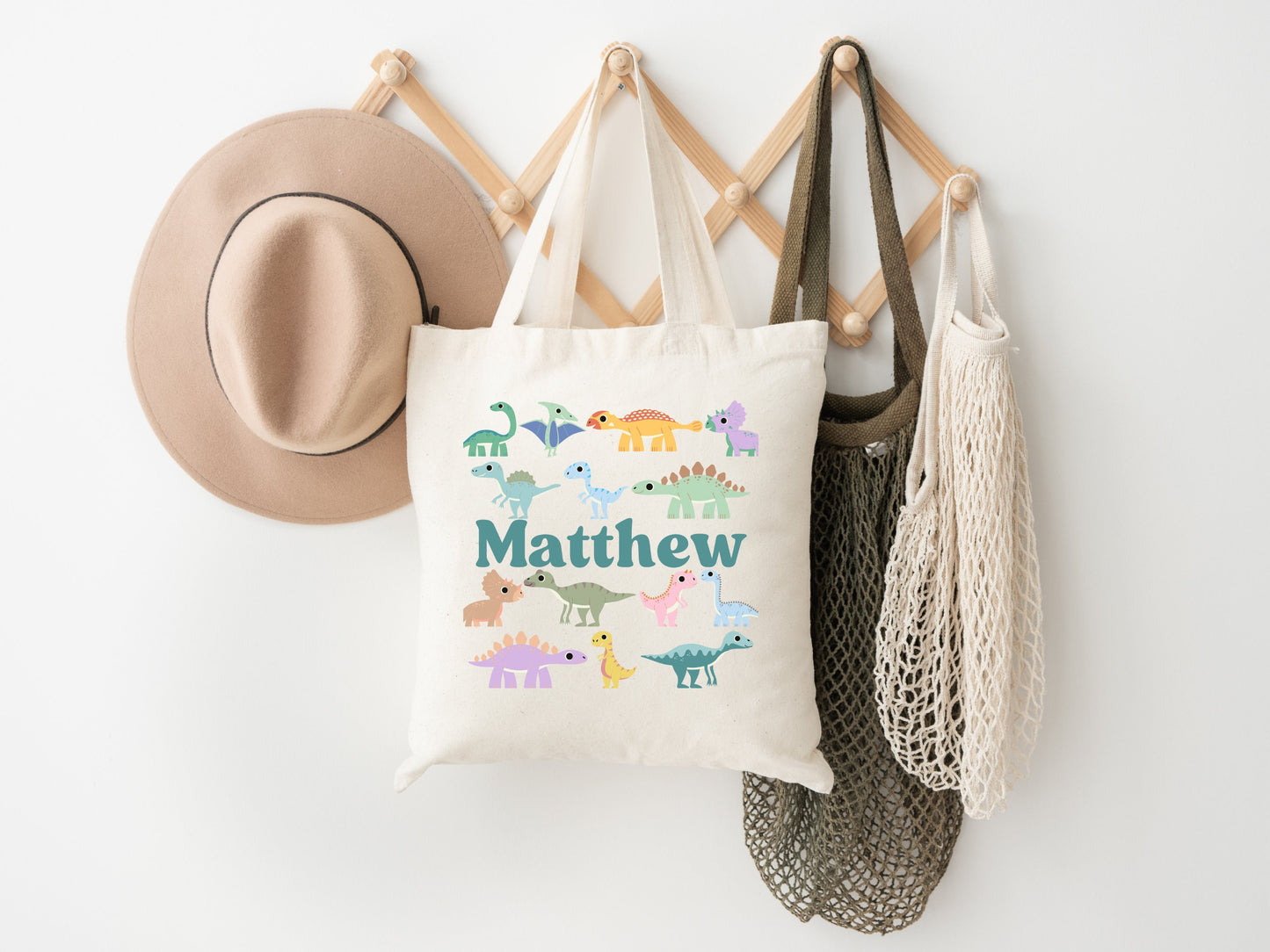 Custom Boys Canvas Dinosaur Tote Bag