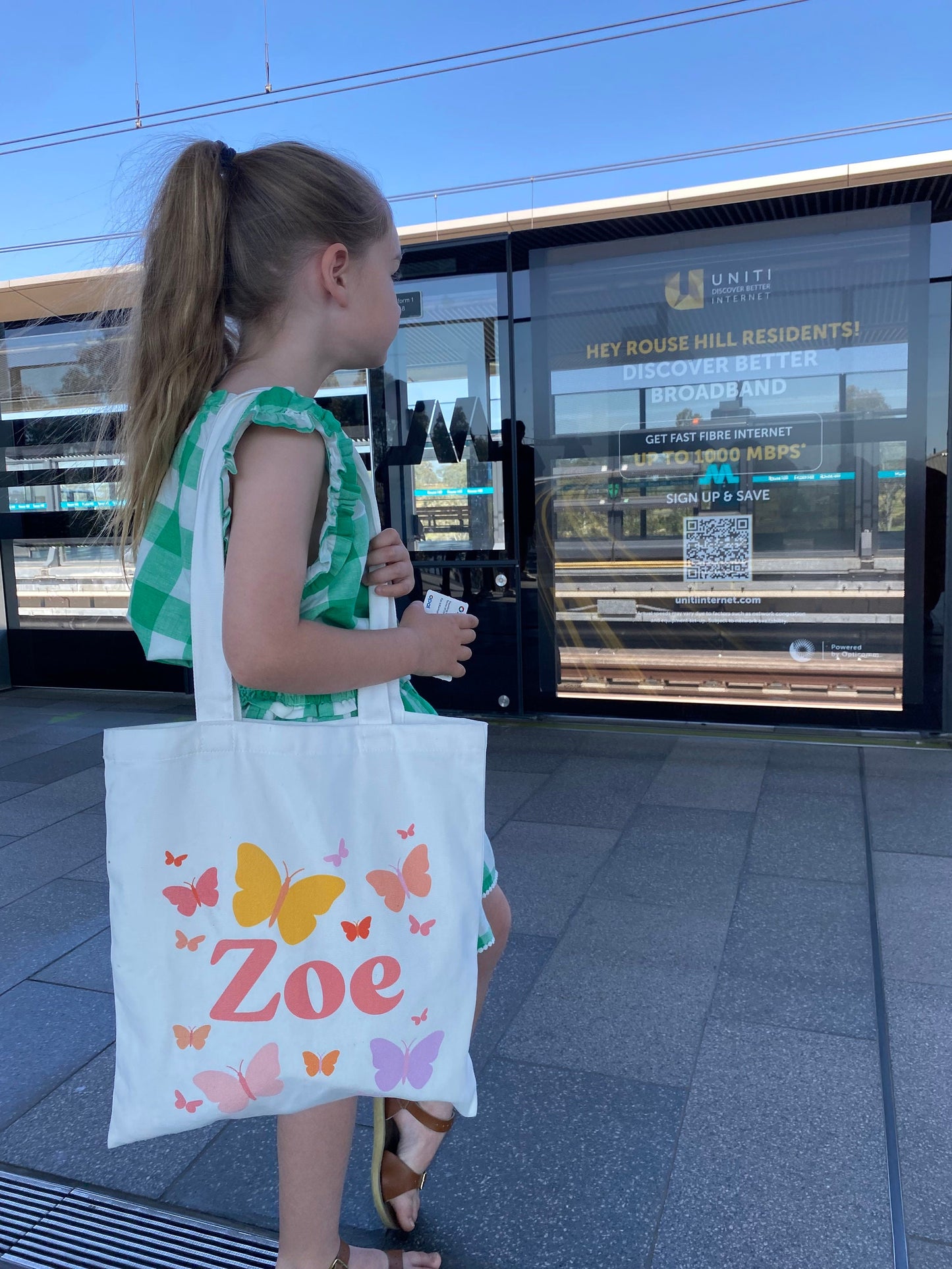 Custom Girls Canvas Butterfly Tote Bag