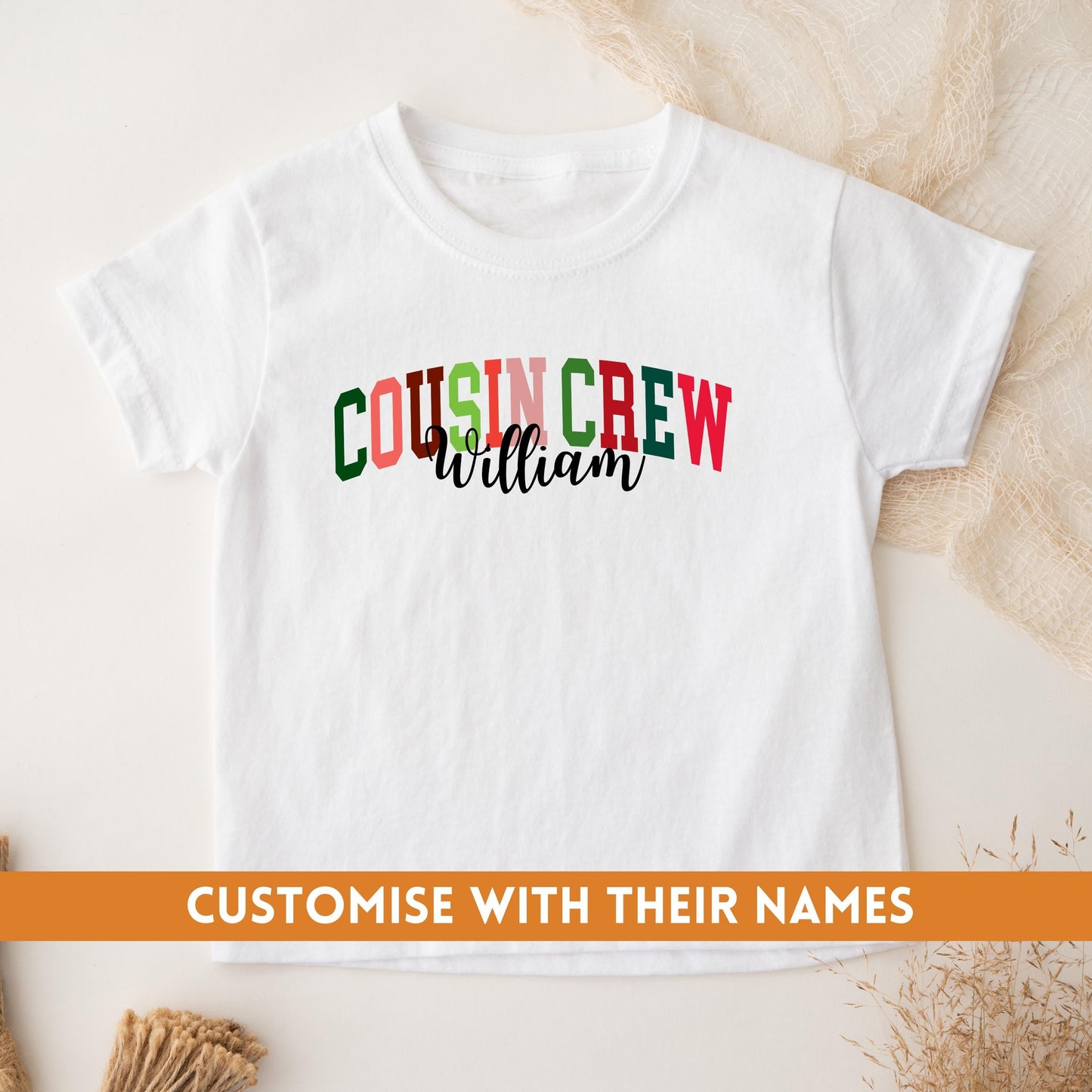 Matching Personalised Cousin Crew Christmas Shirts
