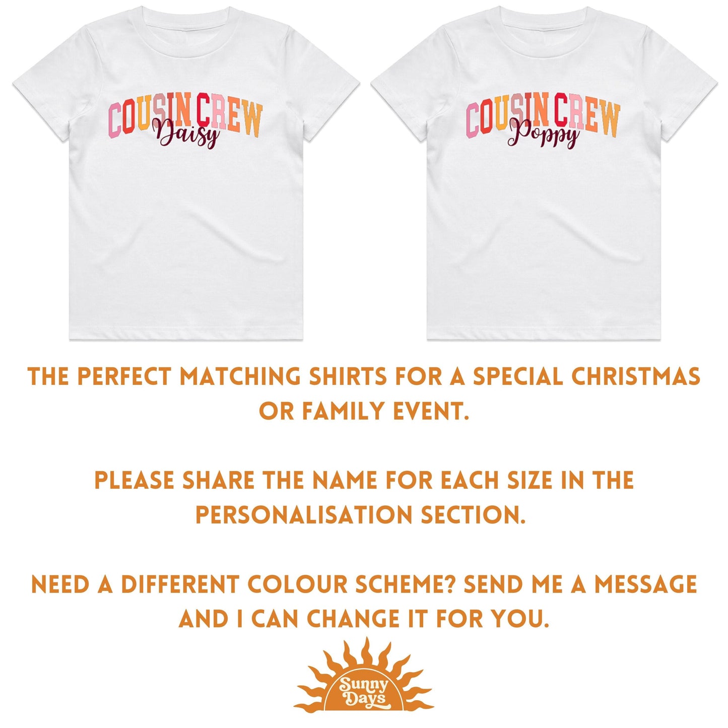 Matching Personalised Cousin Crew Christmas Shirts