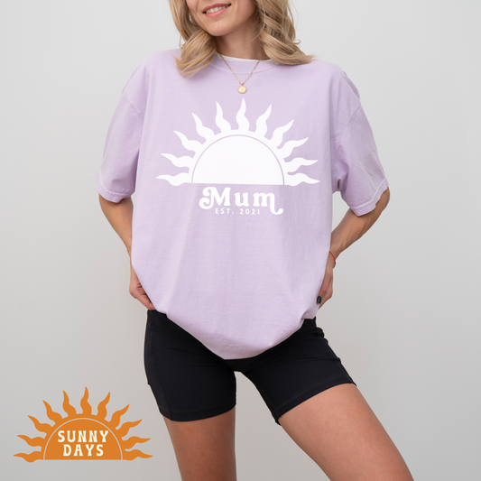 Personalised Retro Sun Mum T-Shirt