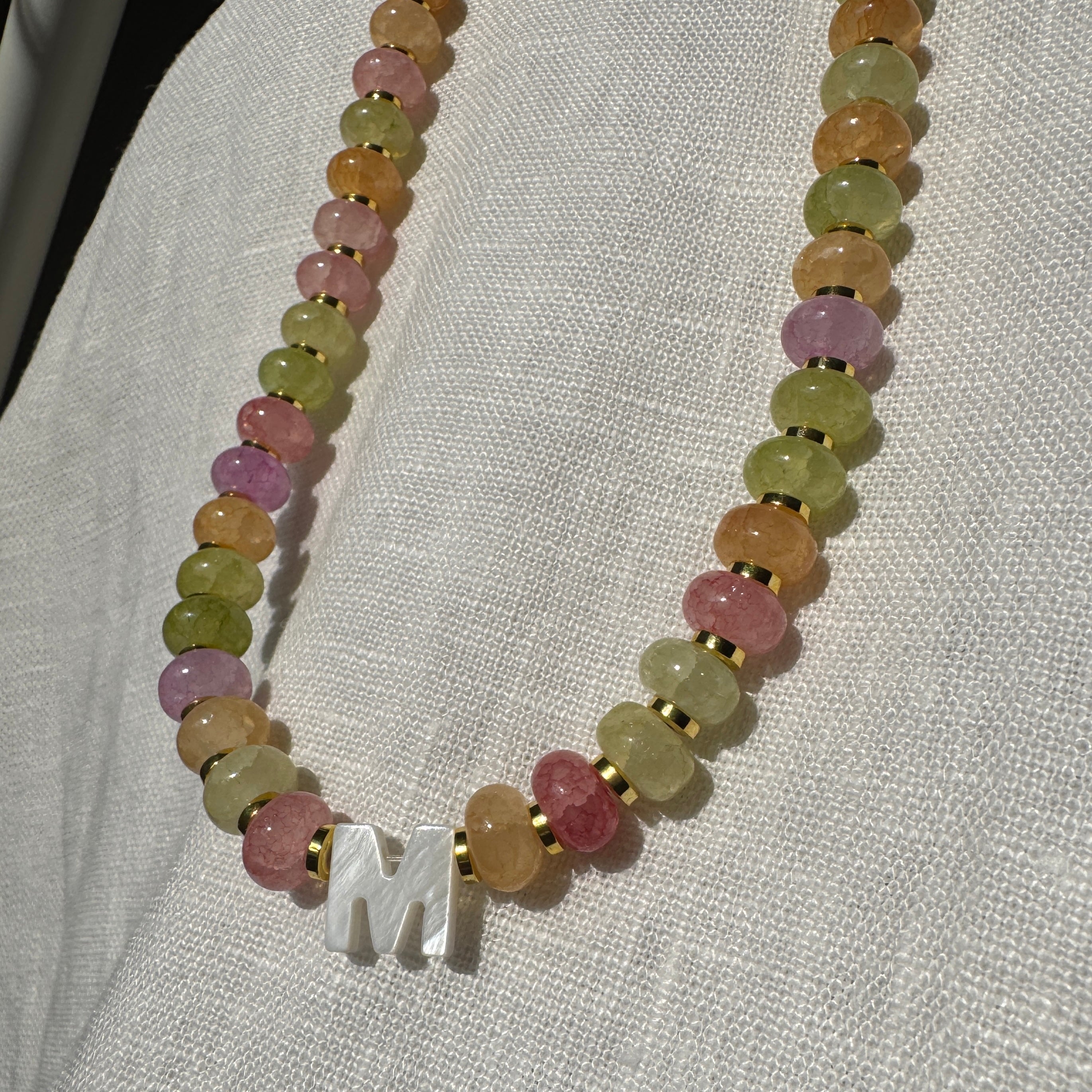 Initial Beaded Necklace - Sorbet Mix