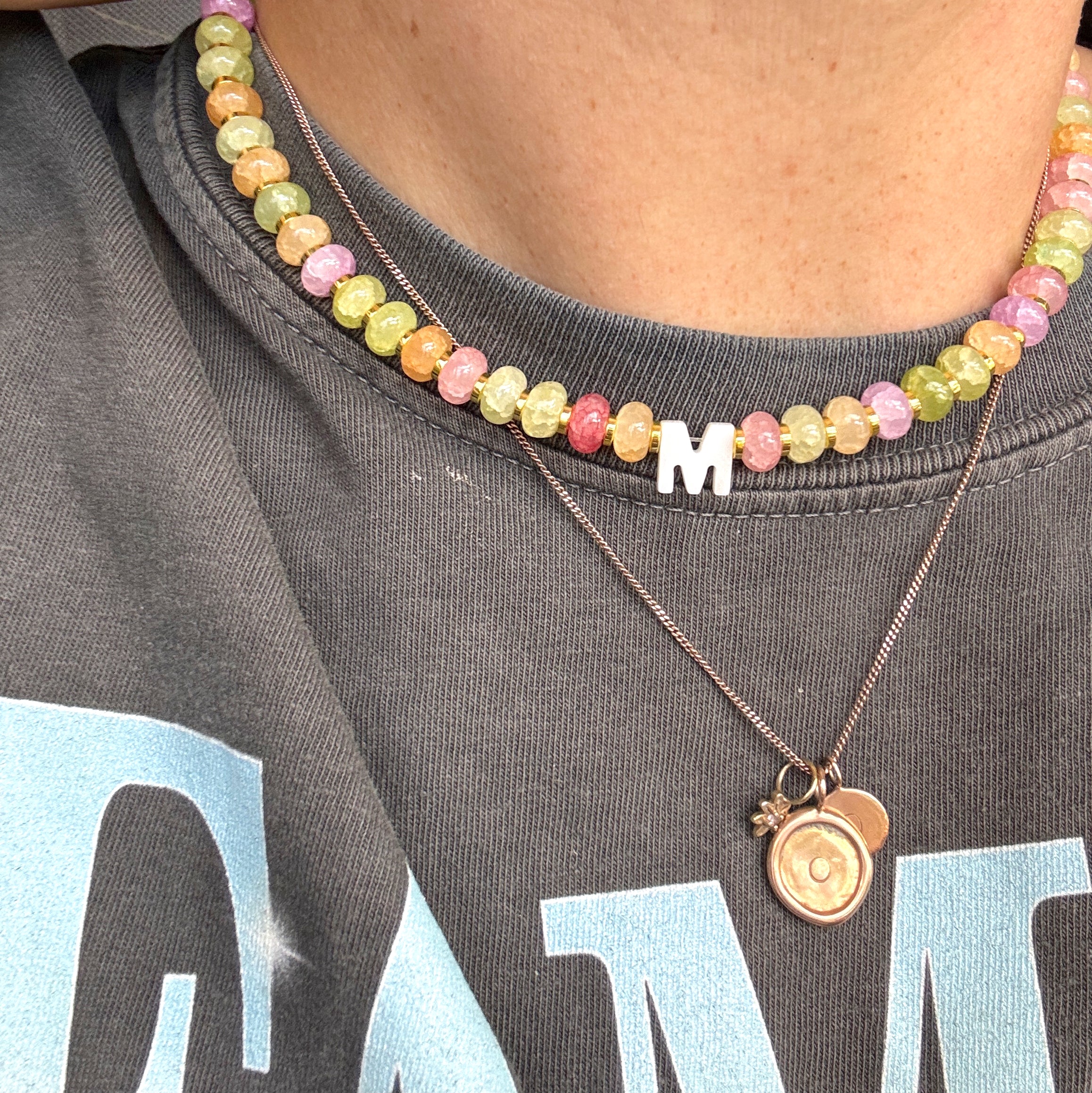 Initial Beaded Necklace - Sorbet Mix