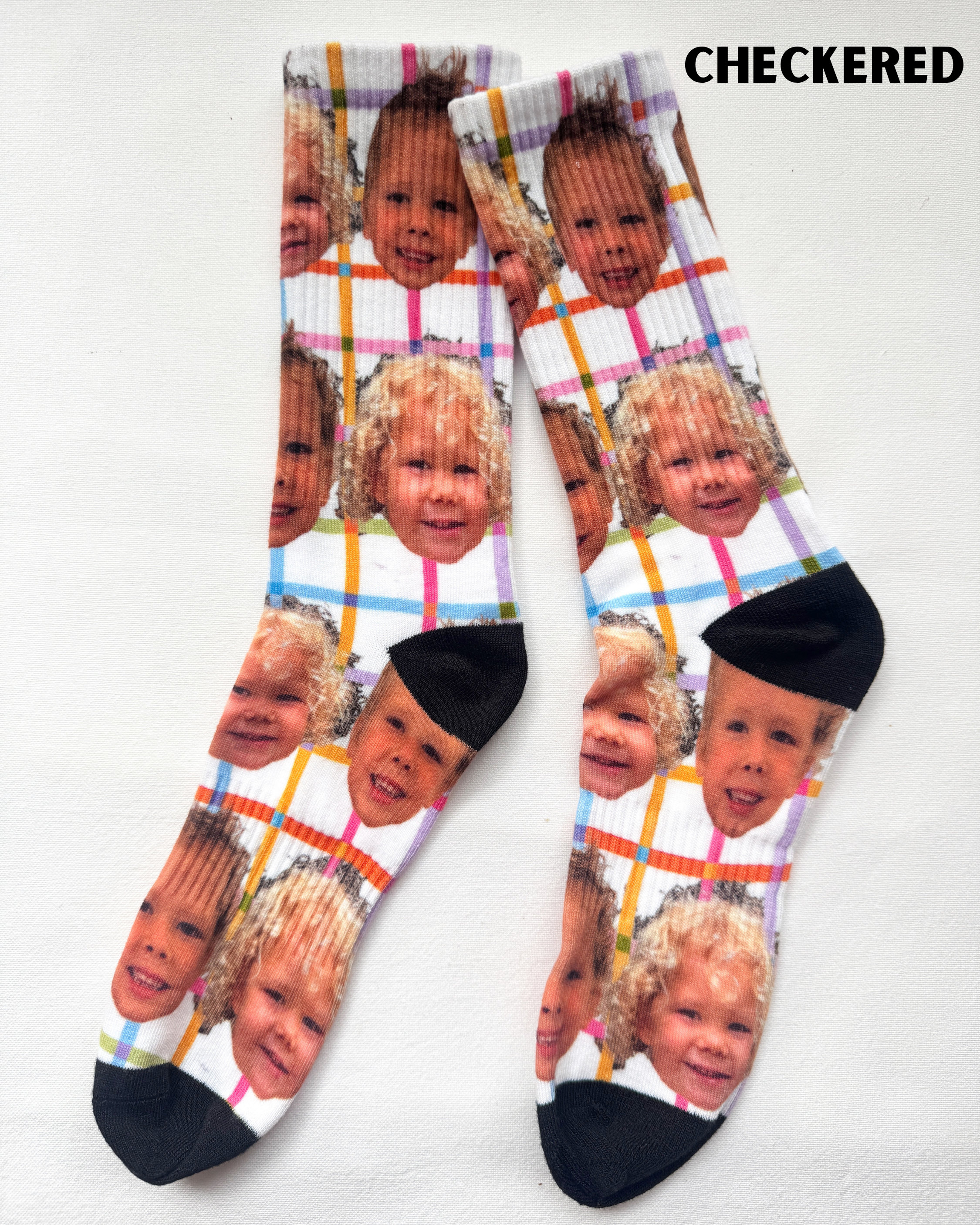 custom face socks checkered