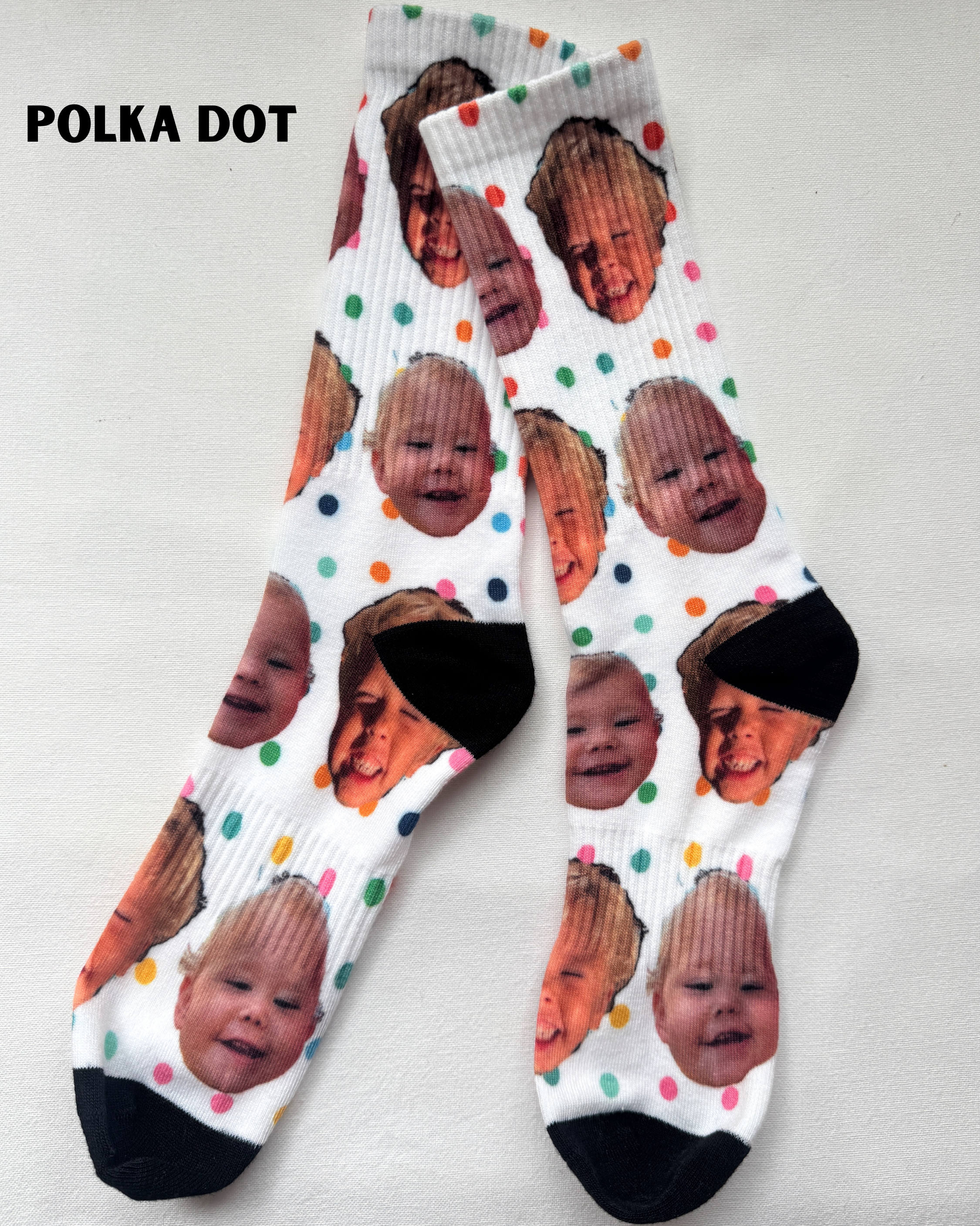 custom face socks polka dots