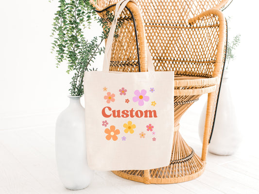 Custom Girls Canvas Daisy Tote Bag