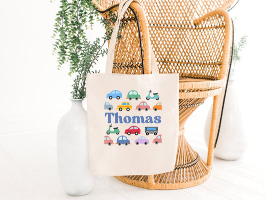 Custom Boys Canvas Car Tote Bag