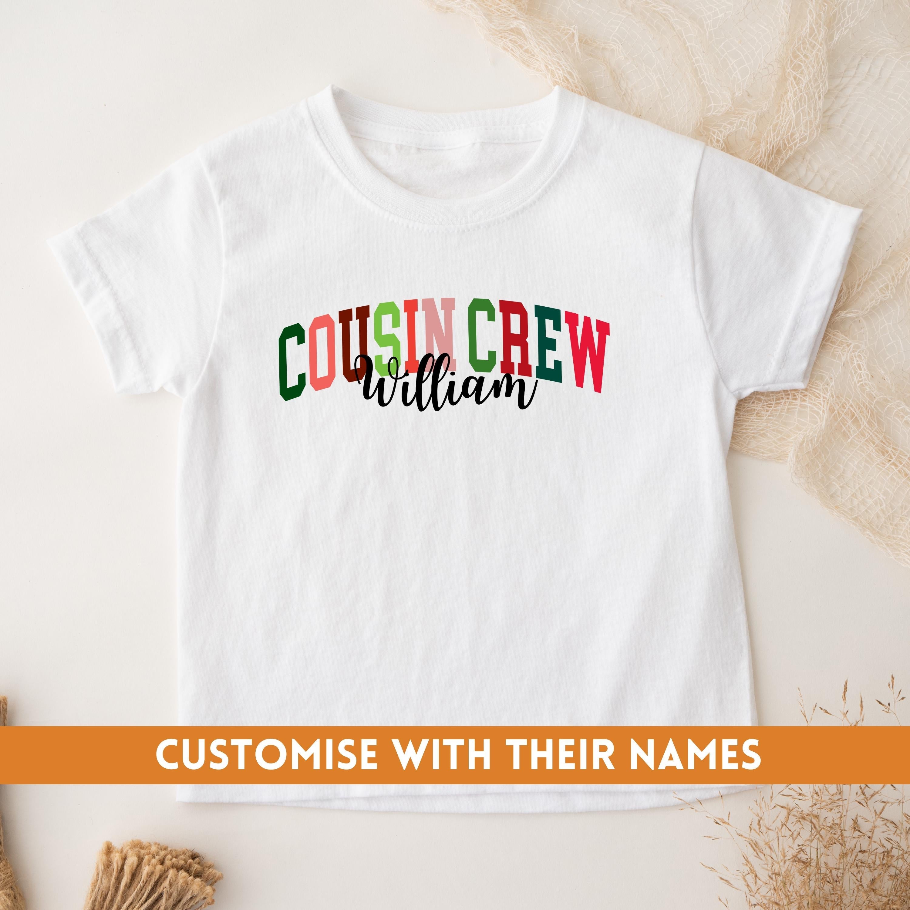 Matching Personalised Cousin Crew Christmas Shirts