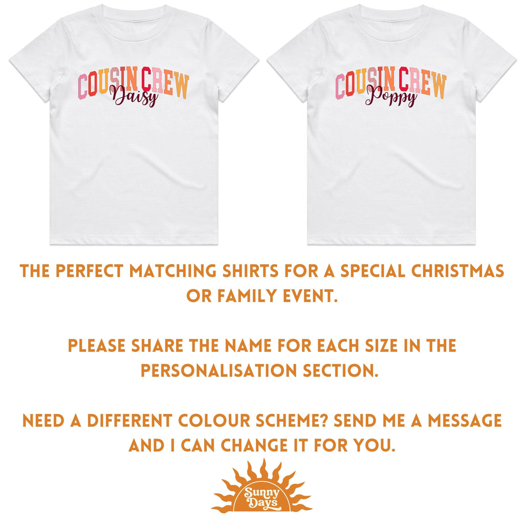 Matching Personalised Cousin Crew Shirts