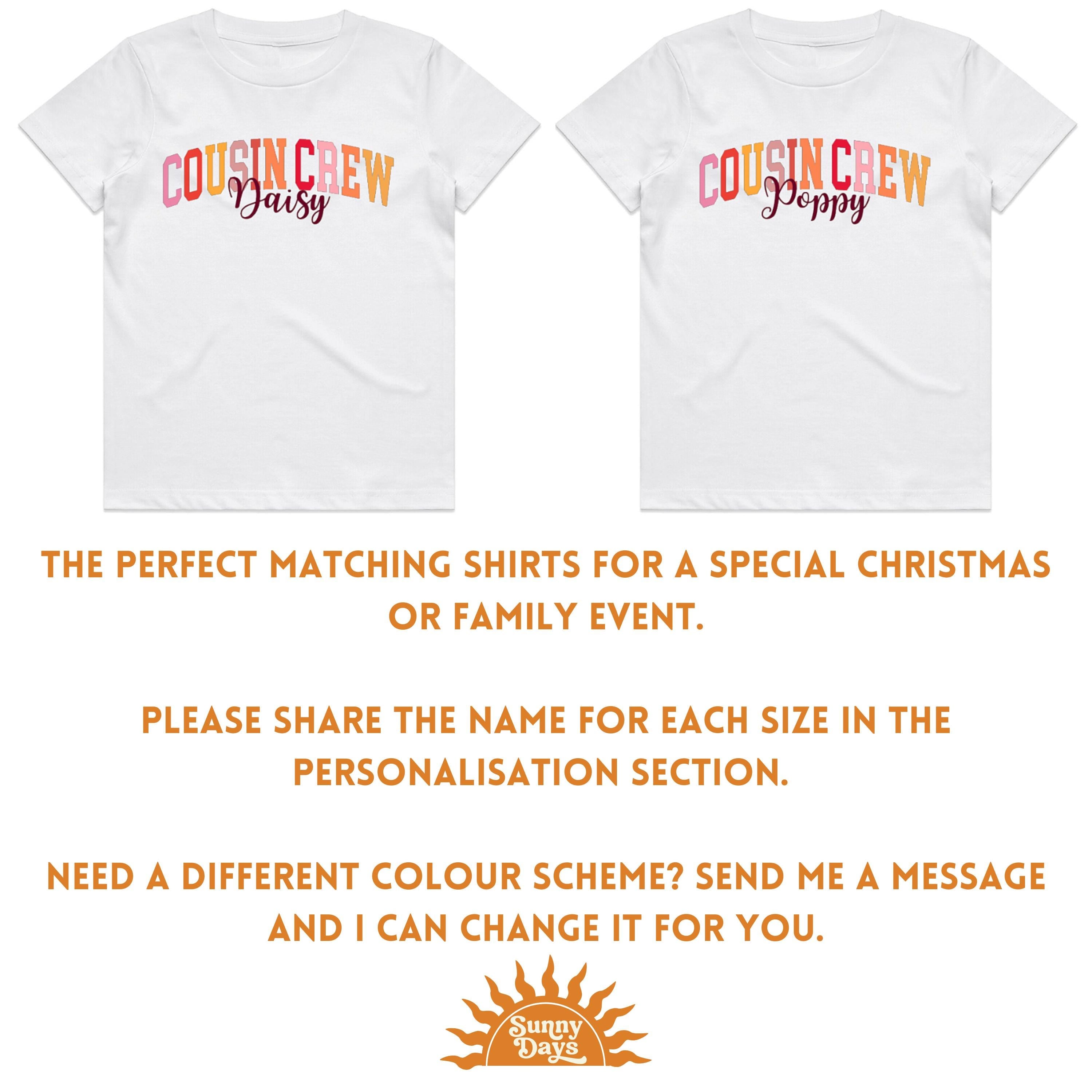 Matching Personalised Cousin Crew Shirts