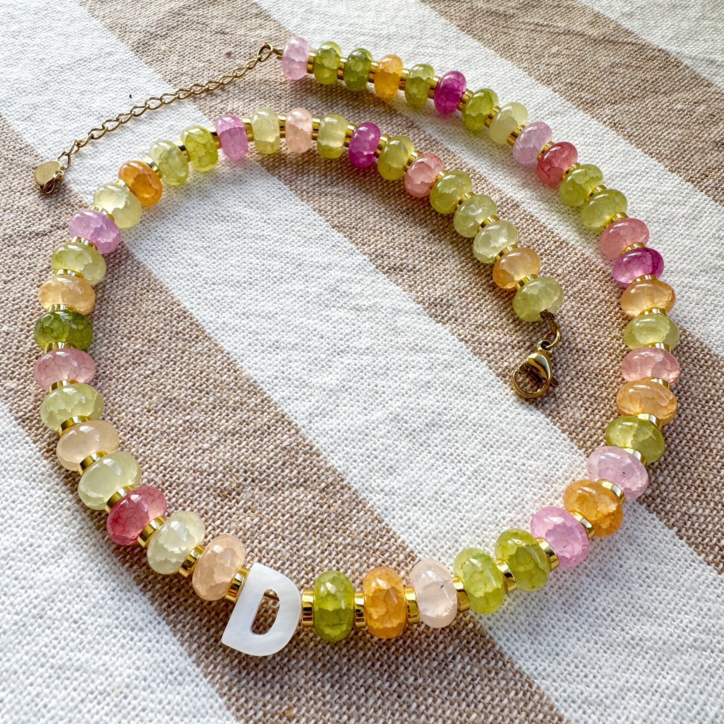 Initial Beaded Necklace - Sorbet Mix