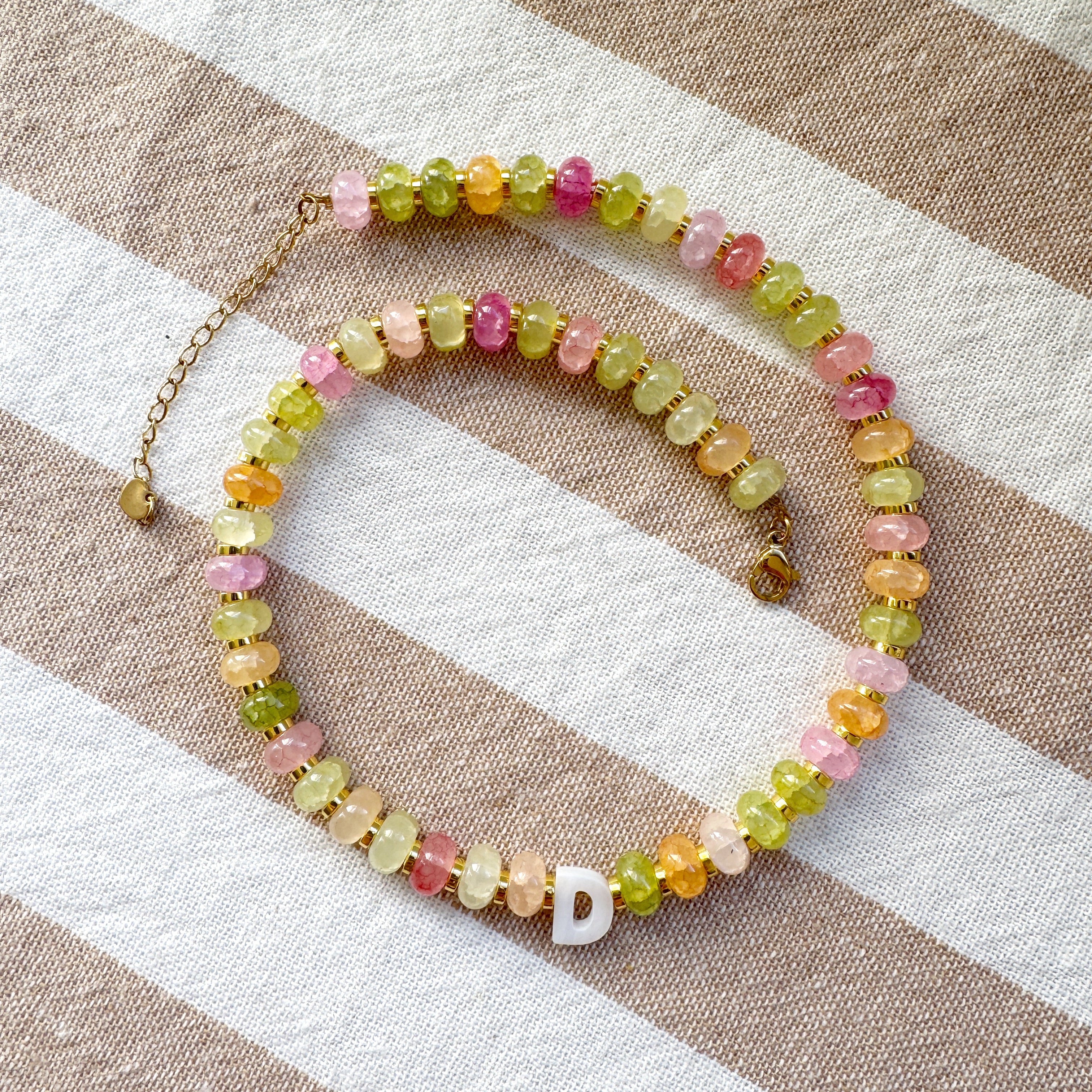 Initial Beaded Necklace - Sorbet Mix