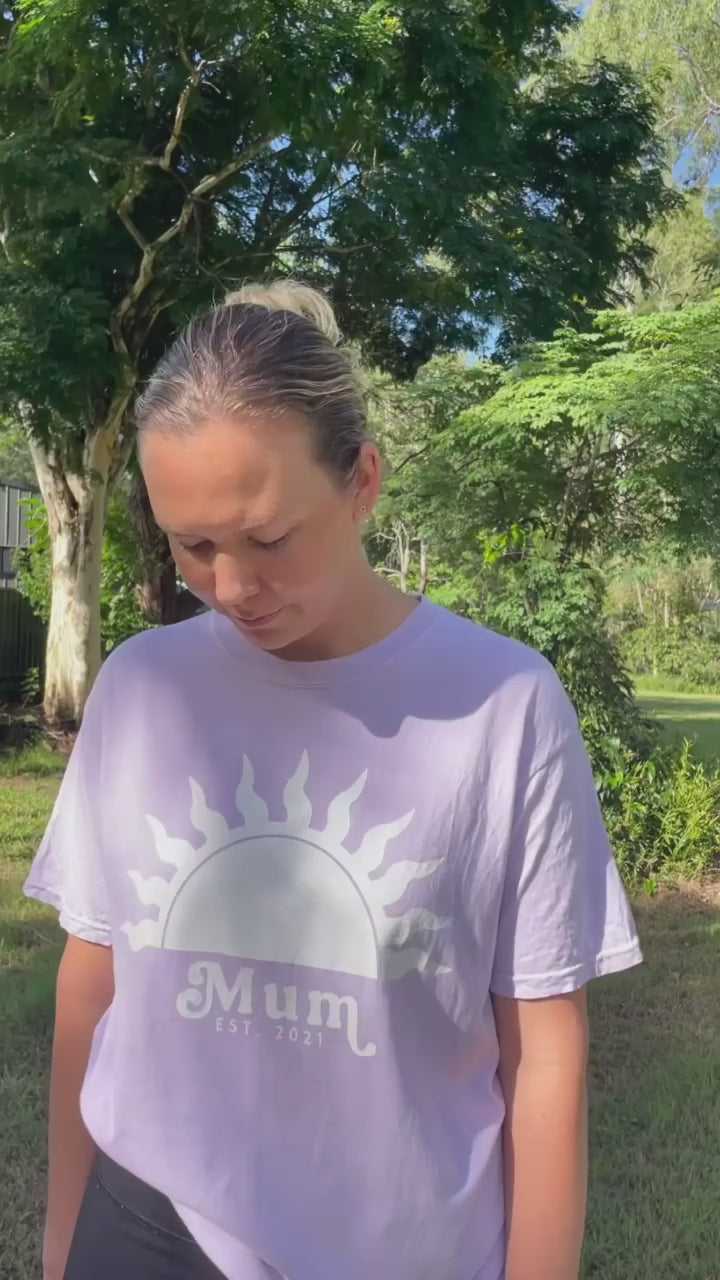 Personalised Retro Sun Mum T-Shirt